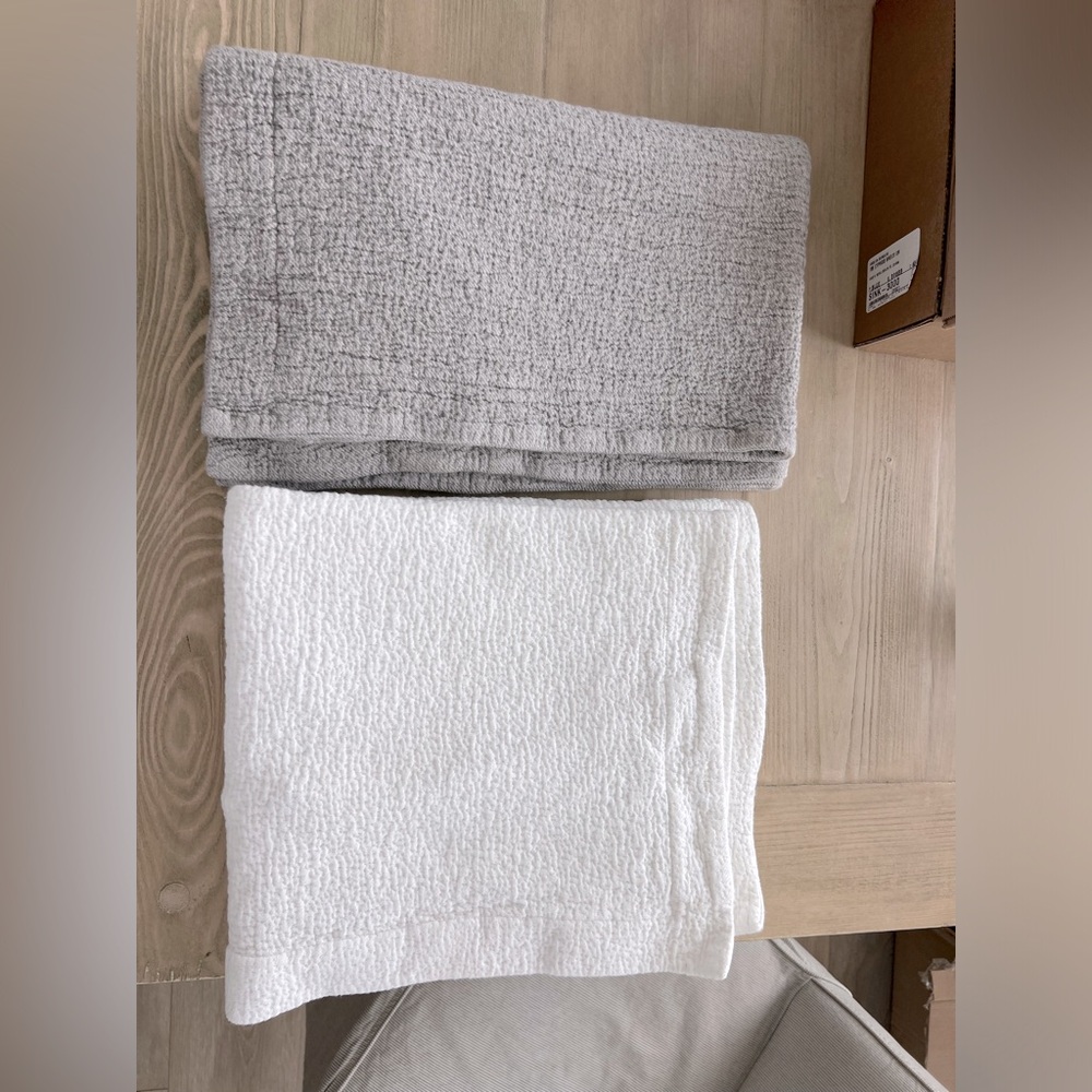 ARHAUS set of four luxury cotton & linen shams bedding white gray